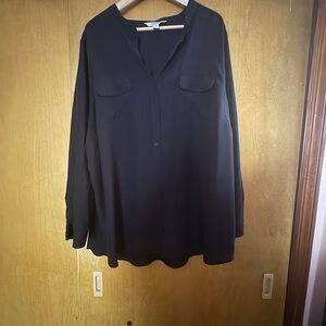 Old Navy sheer collarless Black Blouse